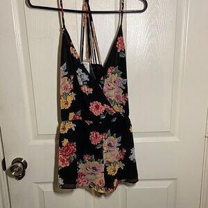Floral Black Women's romper